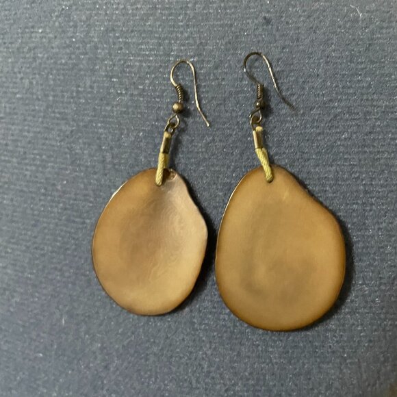 Beige Wood Earrings - Picture 1 of 2